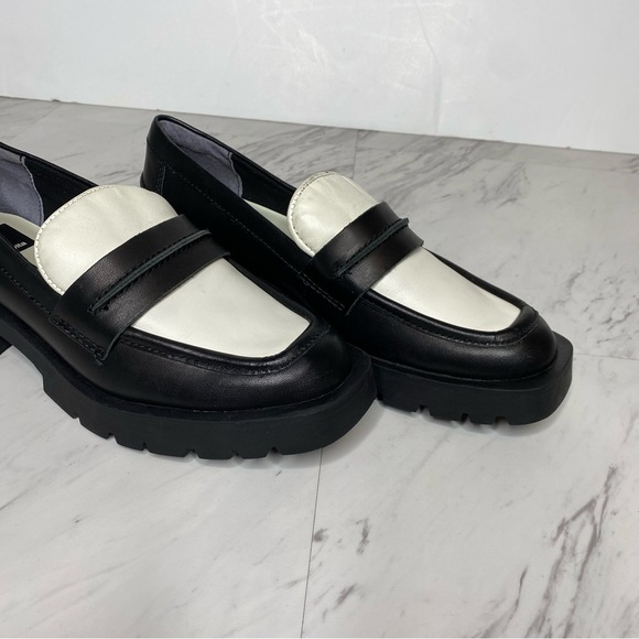 Dolce Vita Elias Black White Leather Square Toe Loafer 6 1/2 - Picture 10 of 16